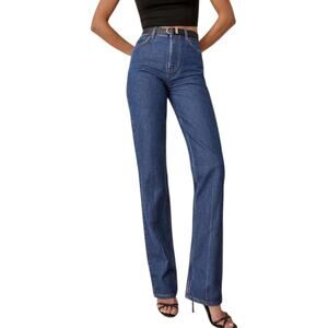 Reformation Jeans Womens 29 Cynthia High Rise Straight Long Denim Button Cesme